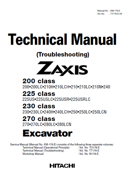 Hitachi ZX200, ZX225USR, ZX230 and ZX270 ZAXIS Excavator Repair Manual - Image 6