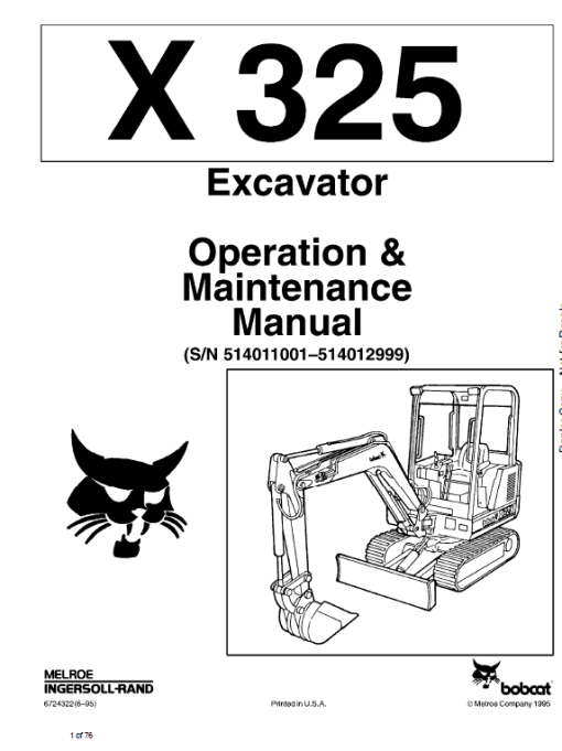 Bobcat X325 and X328 Excavator Service Manual - Image 2