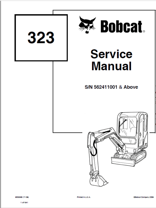 Bobcat 323 Compact Excavator Service Manual - Image 5