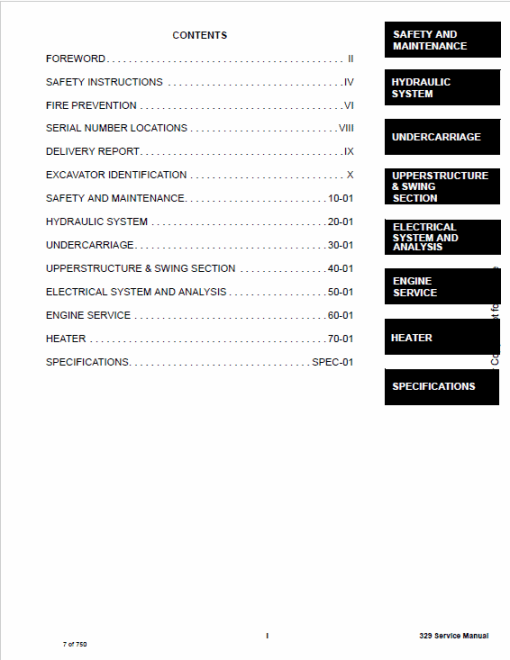 Bobcat 329 Compact Excavator Service Manual - Image 7