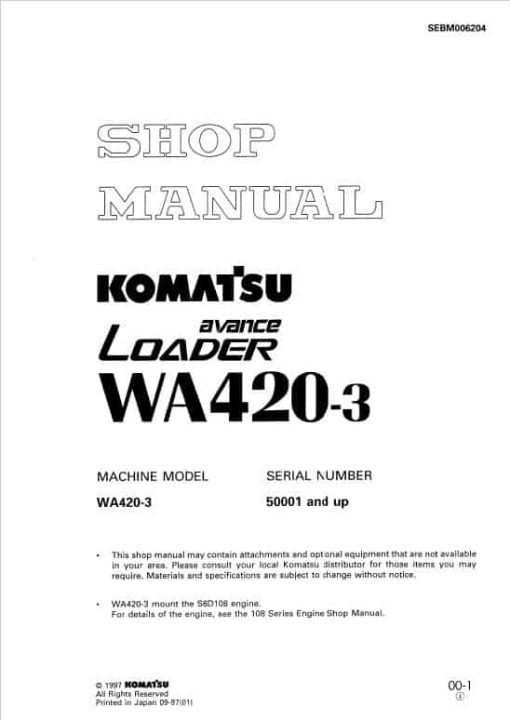 Komatsu WA420-3 Wheel Loader Service Manual - Image 2