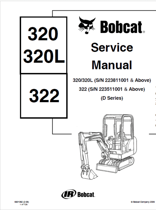 Bobcat 320, 320L and 322 Excavator Service Manual - Image 3