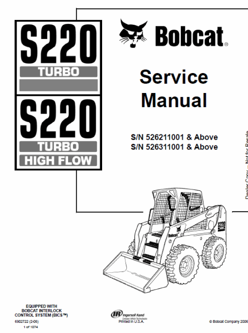 Bobcat S220 Turbo Skid-Steer Loader Service Manual - Image 6