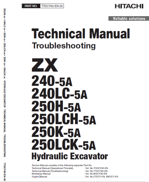 Hitachi ZX240-5A, ZX240LC-5A and ZX250LCH-5A Excavator Repair Manual - Image 3