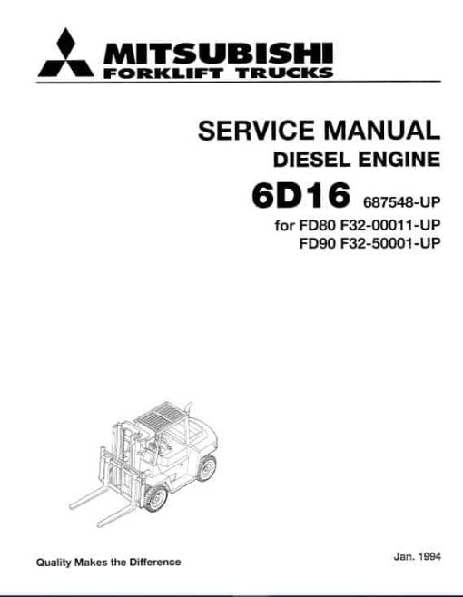 Mitsubishi FD80, FD90 Forklift Lift Truck Service Manual - Image 3