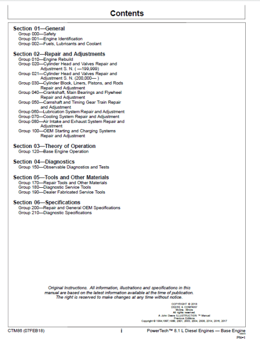 John Deere PowerTech 8.1L Diesel Engines Technical Manual (CTM86) - Image 3