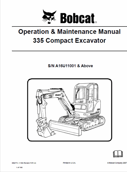 Bobcat 335 Compact Excavator Service Manual - Image 3