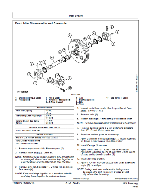 John Deere 75G Excavator Repair Technical Manual (S.N after J015001 - ) - Image 3