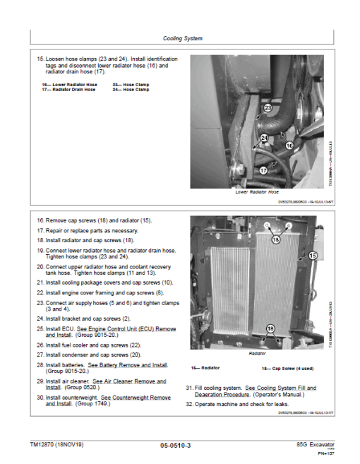 John Deere 85G Excavator Repair Technical Manual (S.N after J017001 - ) - Image 3