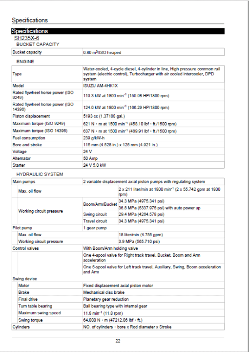 Sumitomo SH235X-6 Hydraulic Excavator Repair Service Manual - Image 2