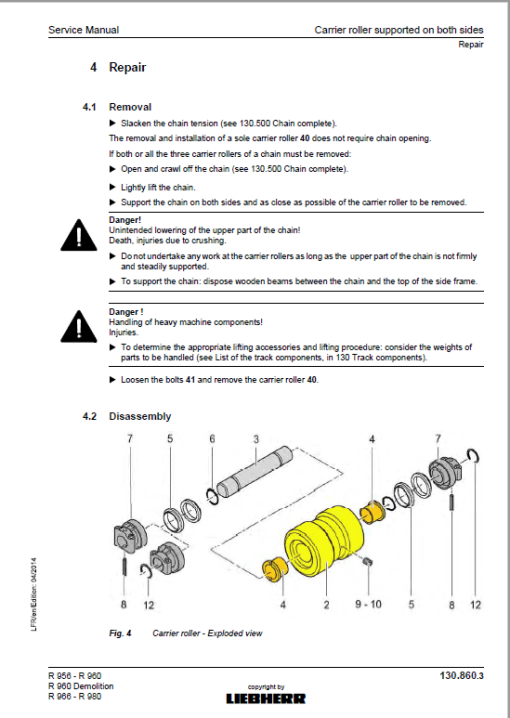 Liebherr R956, R960, R966, R970, R976, R980 Tier 4F Excavator Service Manual - Image 3