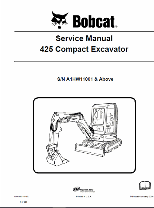 Bobcat 425 and 428 Compact Excavator Service Manual - Image 2