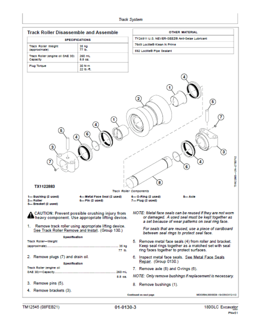 John Deere 180GLC Excavator Repair Technical Manual (PIN: 1FF180GX_ _D020001- ) - Image 3