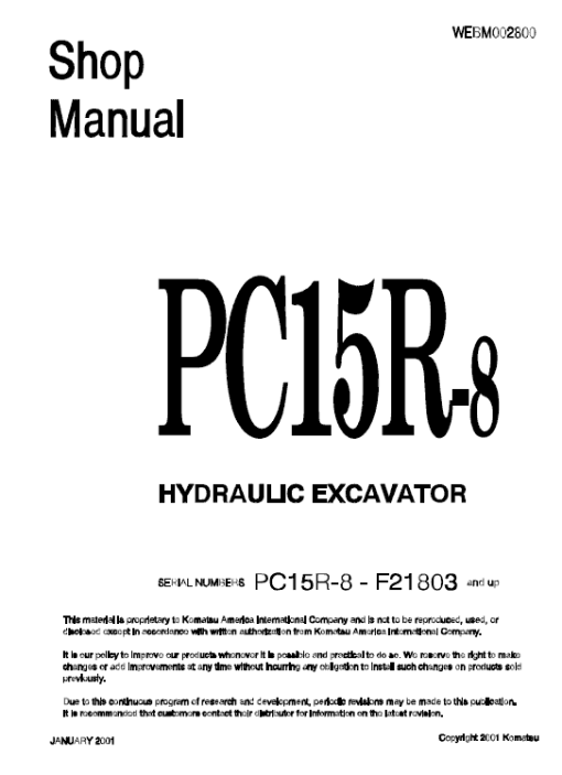 Komatsu PC12R-8, PC15R-8 Excavator Service Manual - Image 3