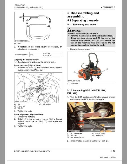 Kubota Z411KW-AU, Z421KW-AU, Z412KW-AU, Z422KW-AU Mower Repair Manual - Image 3