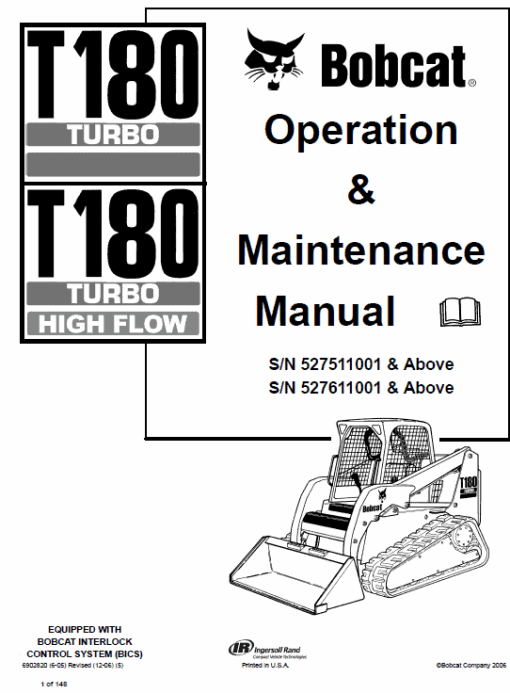 Bobcat T180 Turbo, T180 Turbo High Flow Loaders Service Manual - Image 2