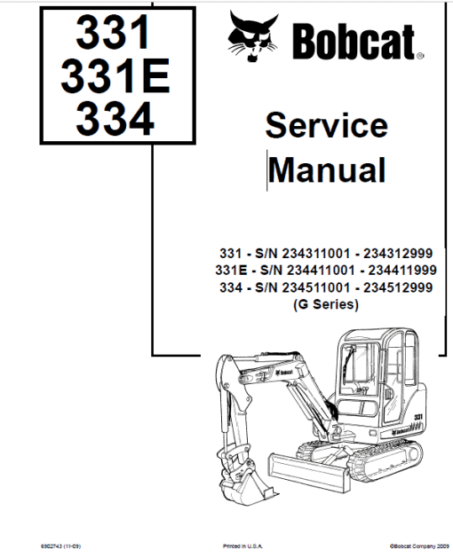 Bobcat 331, 331E and 334 Excavator Service Manual - Image 8