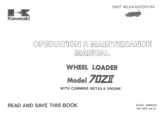 Kawasaki KSS70, 70ZII Wheel Loader Service Manual - Image 5