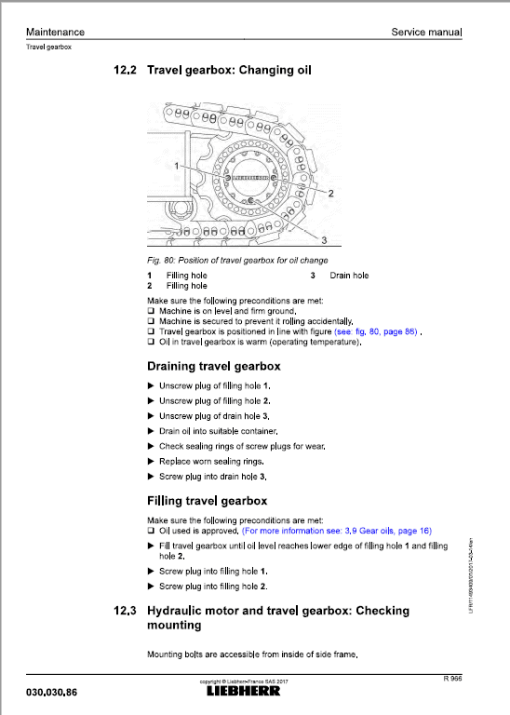 Liebherr R956, R960 SME, R966, R970 SME, R976, R980 SME Excavator Manual - Image 3