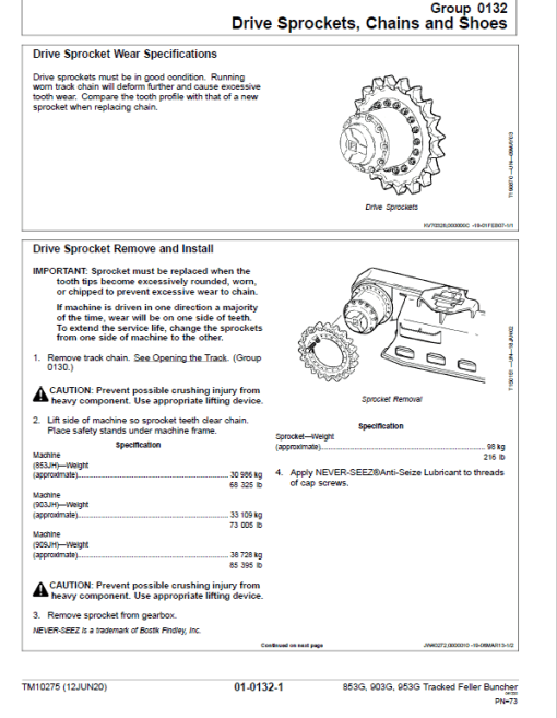 John Deere 853G, 850, 903G, 900, 953G, 950 Tracked Feller Buncher Technical Manual - Image 3