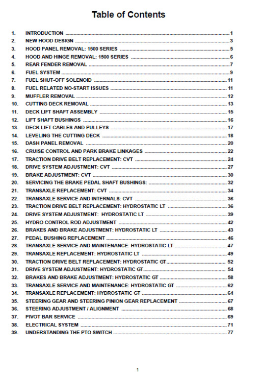 Cub Cadet 1000 and 1500 Series Service Manual - Image 4