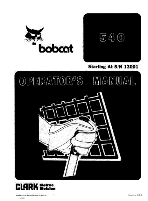 Bobcat 540, 543 and 543B Skid-Steer Loader Service Manual - Image 2