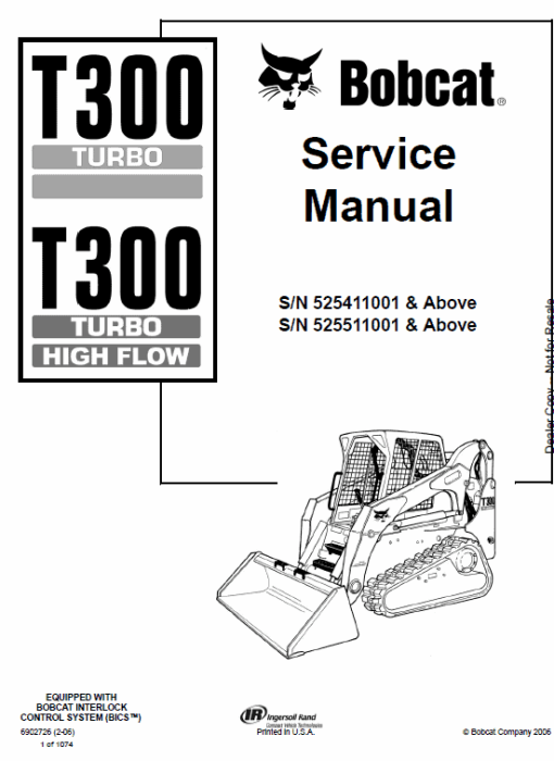 Bobcat T300 Turbo, T300 Turbo High Flow Service Manual - Image 6