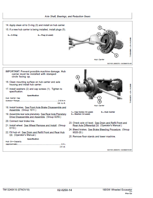 John Deere 190GW Wheeled Excavator Repair Technical Manual (S.N after E051001 - ) - Image 3