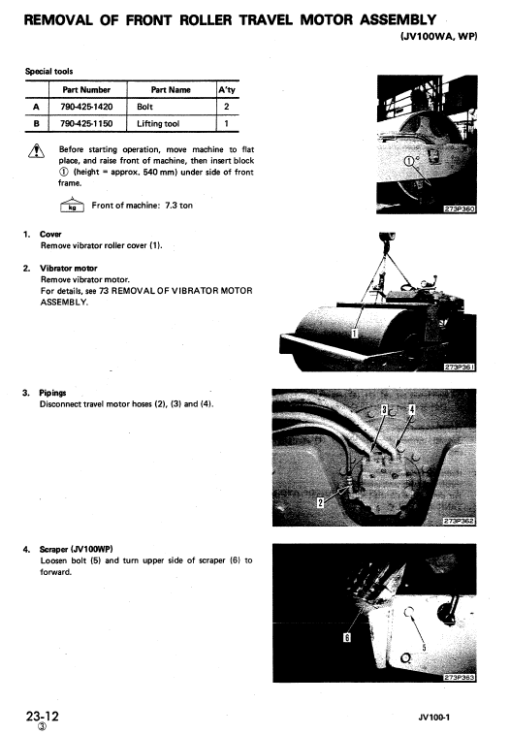 Komatsu JV100A-1, JV100WA-1, JV100WP-1 Drum Rollers Manual - Image 3