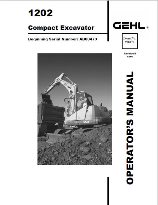 Gehl GE 1202 Crawler Excavator Repair Service Manual - Image 3