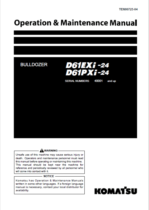 Komatsu D61EXi-24, D61PXi-24 Dozer Service Manual - Image 3