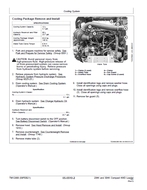 John Deere 204K, 304K Compact 4WD Loader Technical Manual ( S.N after B030847 -) - Image 3