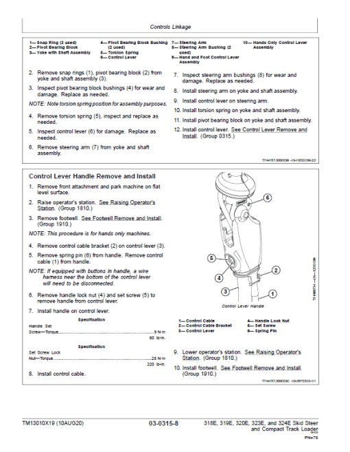 John Deere 319E, 323E SkidSteer Loader Technical Manual (Manual Controls - SN after J249321) - Image 3