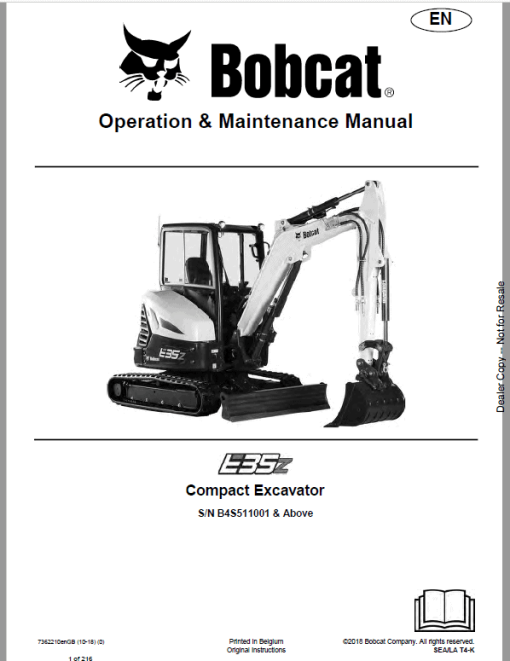 Bobcat E35Z Excavator Repair Service Manual - Image 3