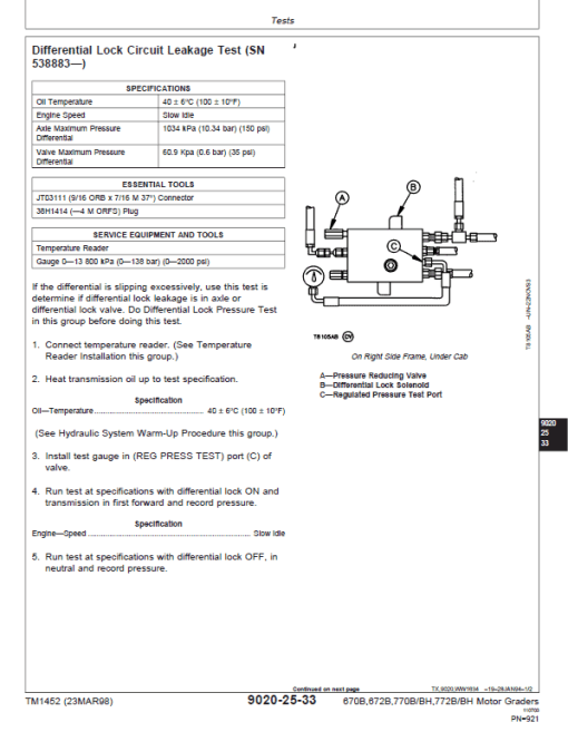 John Deere 670B, 672B, 770B, 770BH, 772B, 772BH Motor Grader Technical Manual - Image 5