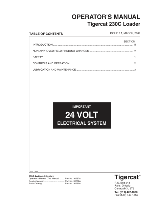 Tigercat 230C Loader Repair Service Manual (2301501 - 2301999) - Image 5