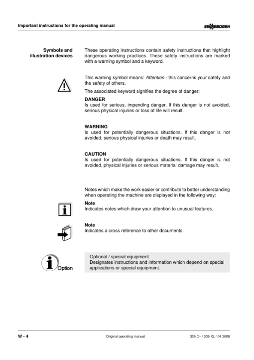 Sennebogen 305.0.398 (305 C+ & 305 XL) Operators, Maintenance and Parts Manual - Image 3