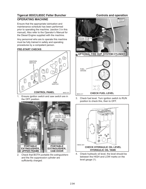 Tigercat 855C, L855C Feller Buncher Repair Service Manual - Image 4