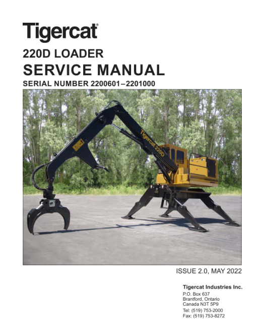 Tigercat 220D Loader Repair Service Manual (2200601 - 2201000)