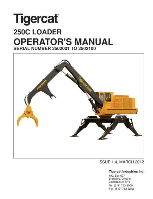 Tigercat 250C Loader Repair Service Manual (2502001 - 2502101) - Image 4