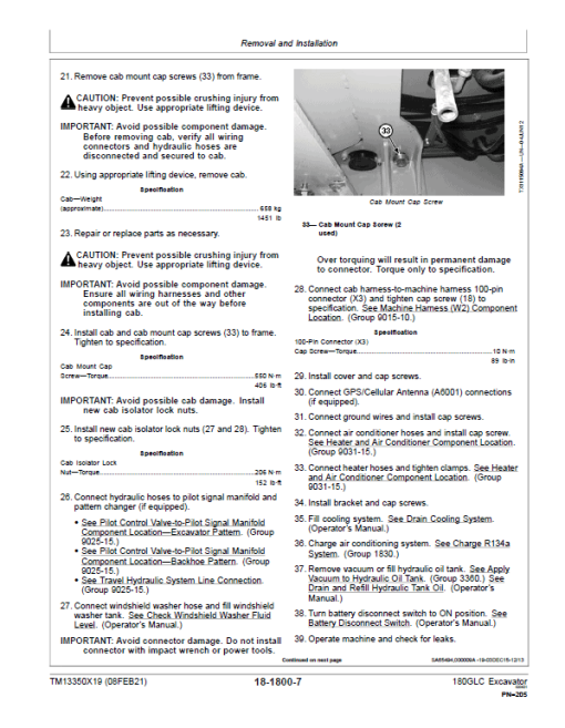 John Deere 180GLC Excavator Repair Technical Manual (S.N after F020331 -) - Image 4