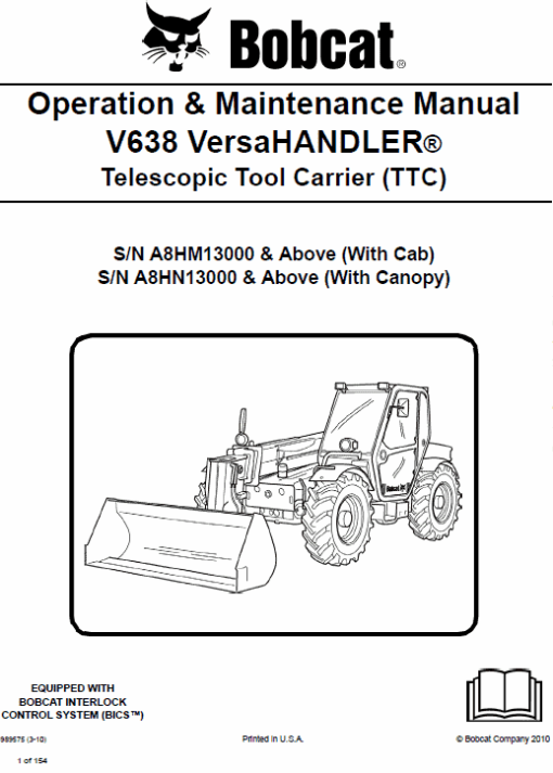 Bobcat V638 VersaHANDLER Telescopic Service Manual - Image 4