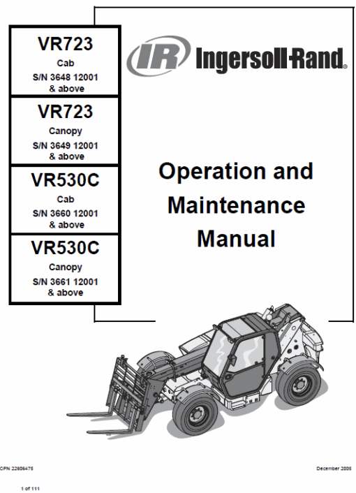 Bobcat V723 VersaHANDLER Telescopic Service Repair Manual - Image 4