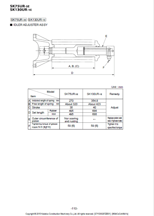 Kobelco SK75UR-3E, SK130UR-3E Excavator Service Handbook Manual - Image 4