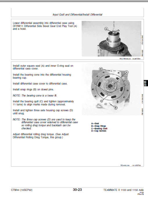 John Deere TeamMate II 2561R, 1100, 1150 Series Outboard Planetary Axles Manual (CTM44) - Image 4