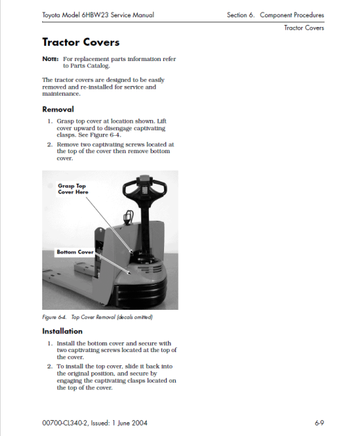 Toyota 6HBW23 Powered Pallet Walkie Service Repair Manual - Image 4