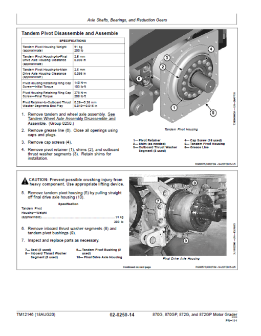 John Deere 870G, 870GP, 872G, 872GP Grader Manual (S.N 634754 -656507 & Engines W01 & W04) - Image 4