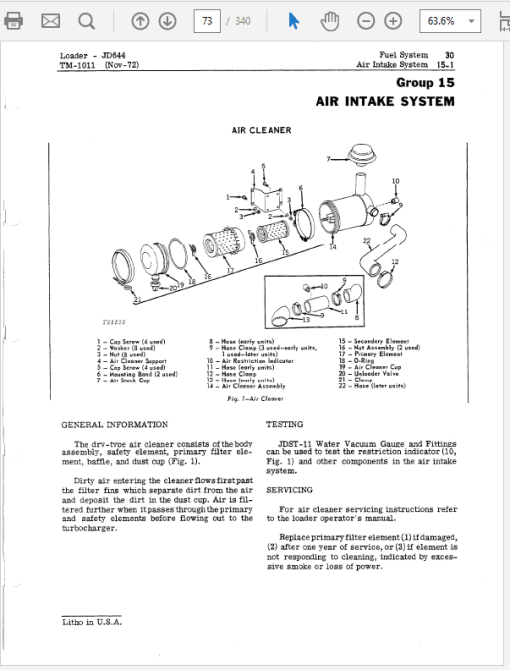 John Deere 644, 644A Loader Repair Technical Manual (TM1011) - Image 5