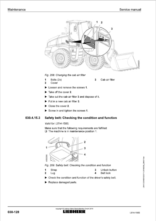 Liebherr L514 Type 1583 Wheel Loader Service Manual - Image 4