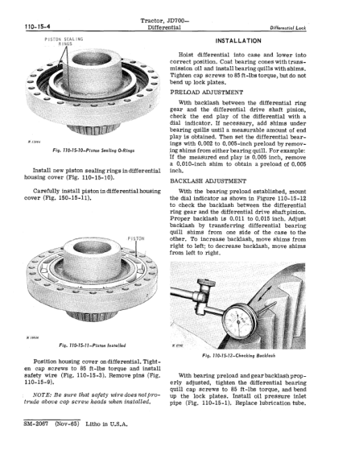 John Deere JD 700 Tractor Repair Technical Manual SM2067 - Image 4